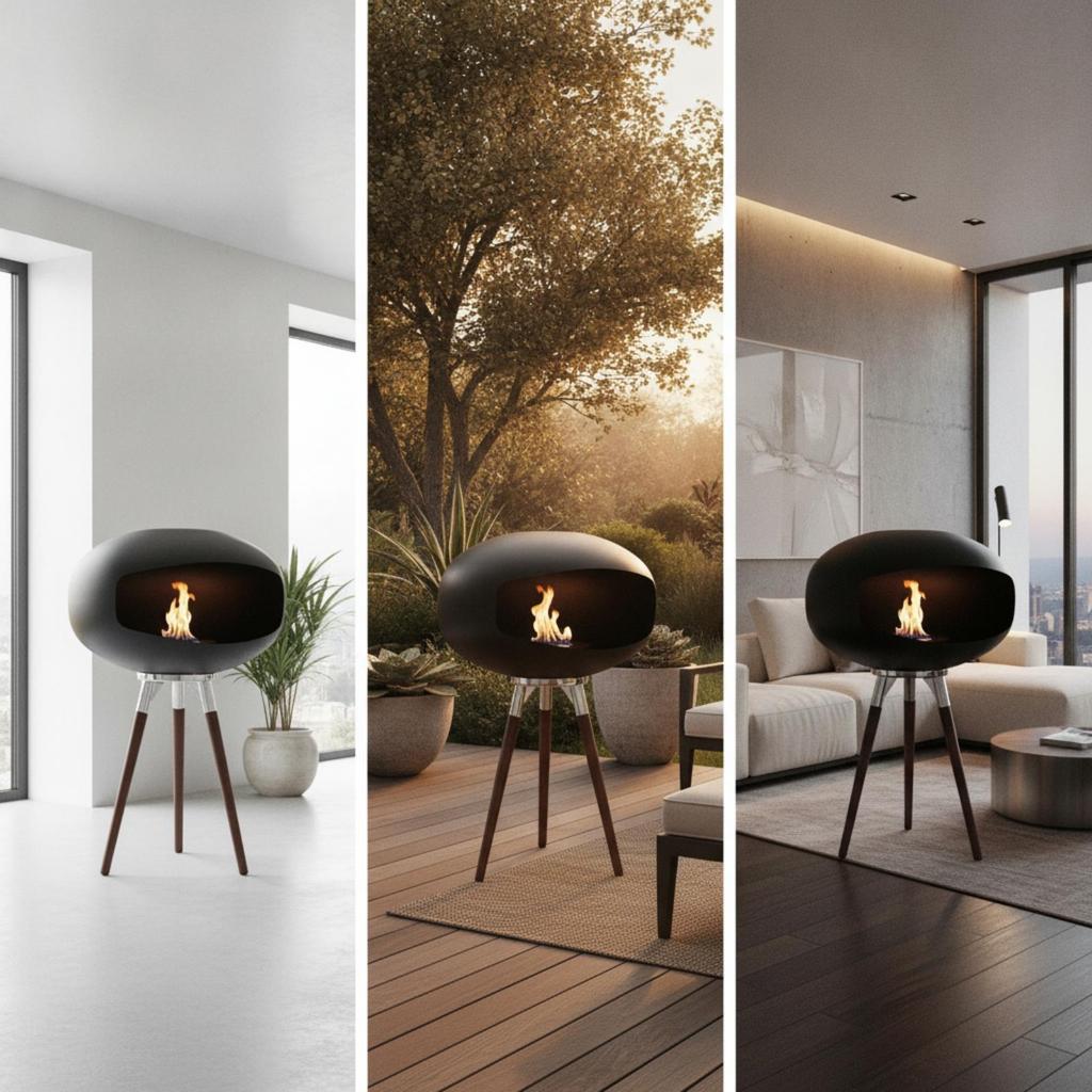 Tripod Fireplace Freestanding Biofuel Stainless Steel Heater for