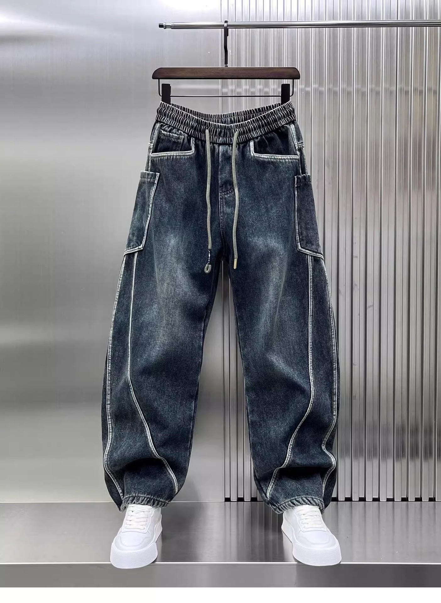 JYL Men s Jeans Spring Autumn Curved Silhouette High-End Loose Straight Denim M