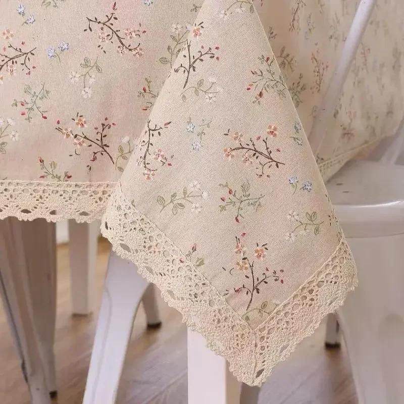 Green Printed Pines Birds Tablecloths Rectangle Cotton Linen Table Cloth Table Cover for Kitchen Dining Tables Picnic Decoration