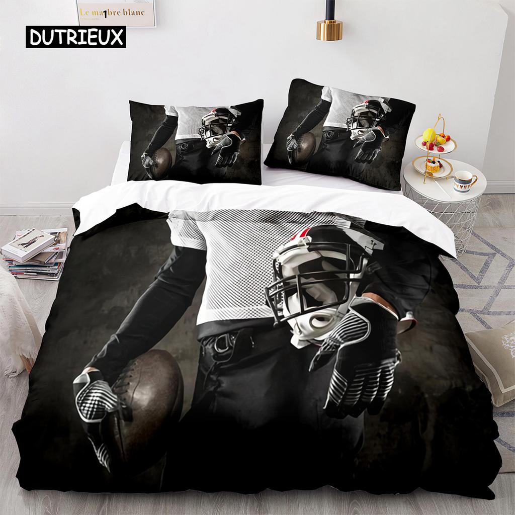 Football Duvet Cover for Boys Girls Burning Football Comforter Cover Microfiber Sports Games Theme Soft King Size Quilt Cover