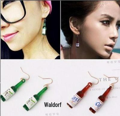 E1079 Stylish Beer Bottle Earrings - Creative Round European & American Design