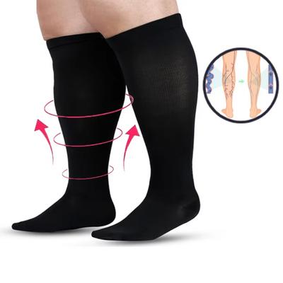 1 Pair 2XL-7XL Large Size Compression Socks for Women and Men 20-30 MmHg Wide Calf Knee Stockings for Sports Running Yoga