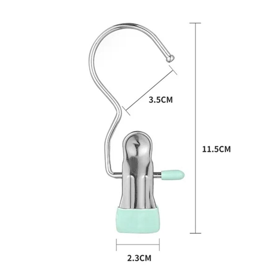 1 Stuk Roestvrijstalen Wasknijper Multifunctionele Kledingdroogklemmen met Haak Stevige Winddichte Kledingpinnen Sokken Handdoekhanger