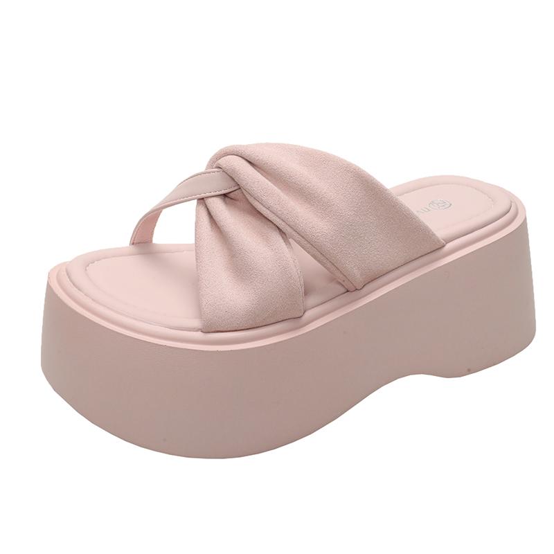 Fashion NEW Casual 8CM Wedge Slippers for Women Summer Non Slip Platform Sandals Woman Open Toe Comfortable Female Chunky Beach Slippers