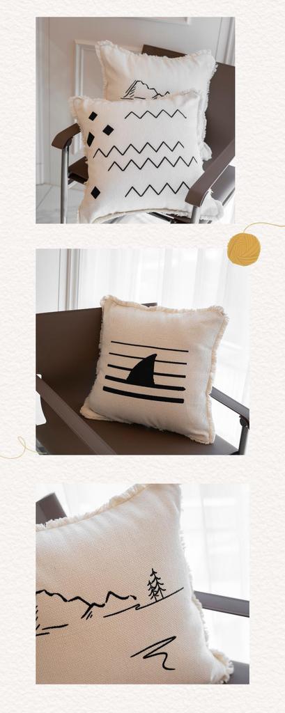 Luxuriöses Europäisches Minimalistisches Besticktes Zierkissen mit ausgefransten Rändern – Hochwertiges Lendenstützkissen für das Sofa.