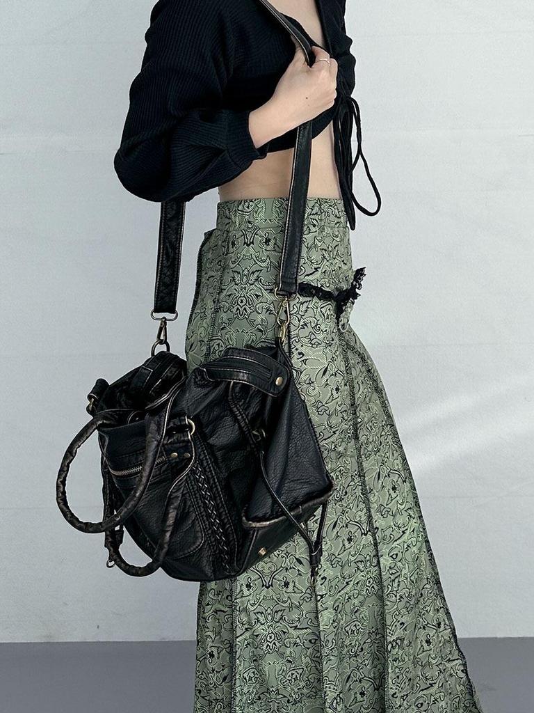 Retro Y2K Women's Large Capacity Underarm Motorcycle Tote Bag