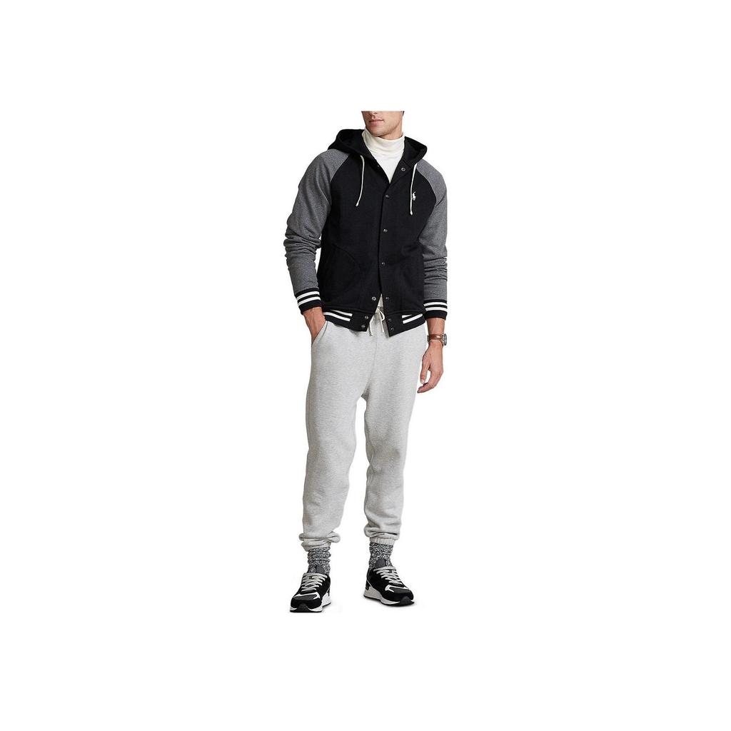 Polo Ralph Lauren Plain Knit Fleece Logo Embroidered Hooded Baseball Long Sleeve Jacket Men Jacket Black 710850315-001