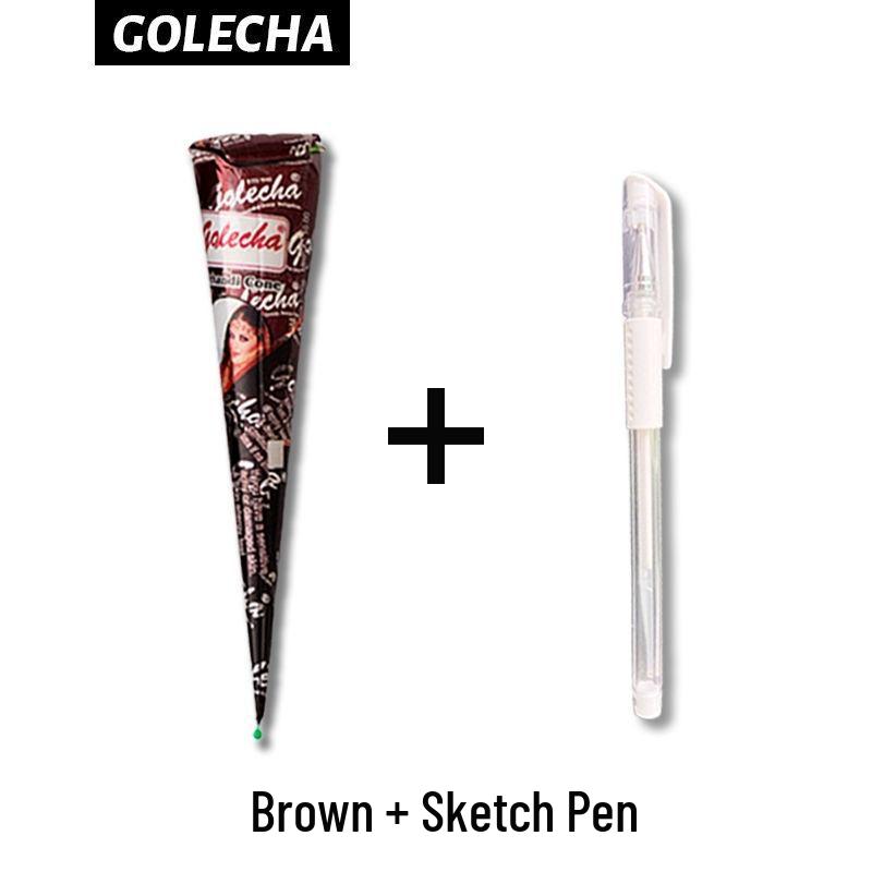 GOLECHA Semi-Permanent Waterproof Henna Tattoo Paste for Freckles and Stencils - Indian Hand-Painted Style
