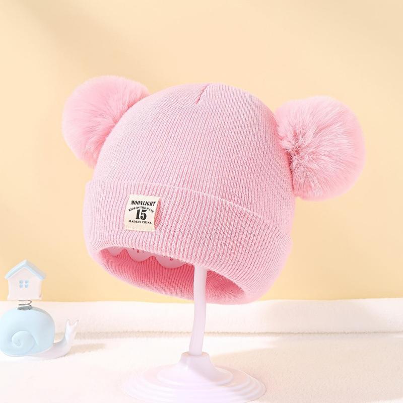 Autumn Winter Baby Warm Knitted Hats With Pom Kids Knit Beanie Hat Solid Color Children'S Caps Baby Hat For Boys Girls