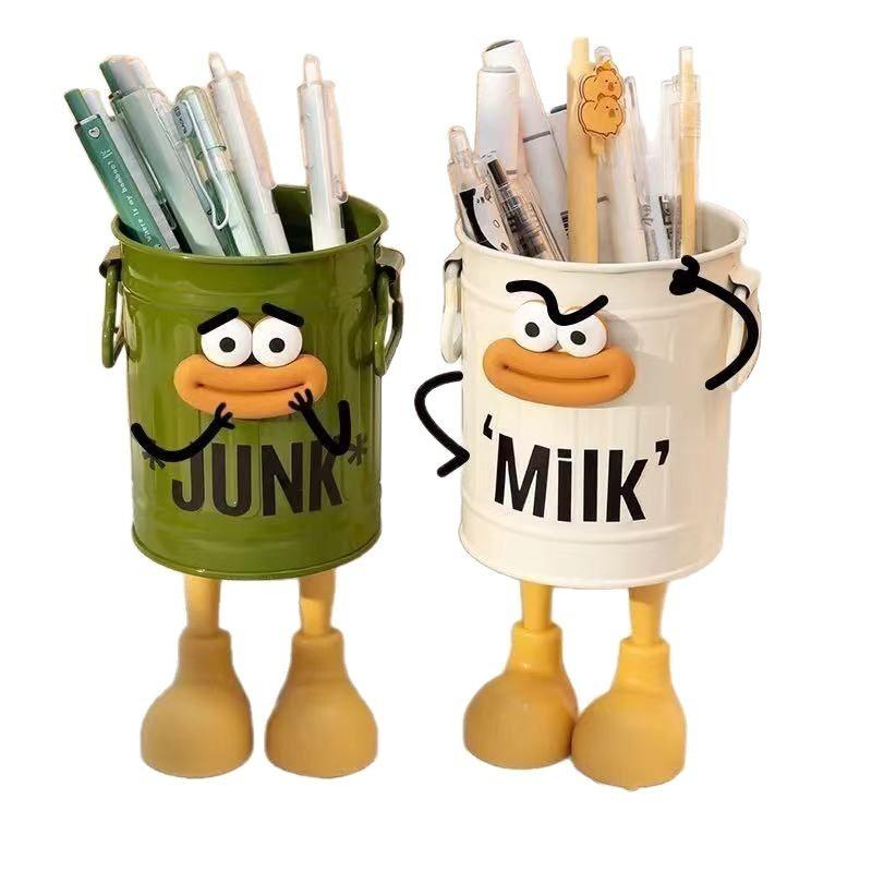 Cartoon Personalized Pen Holder, Student Desktop Cute Retro Storage Bucket