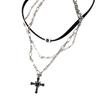 Gothic Layered Crosses Necklace Elegant Crosses Charm Necklace with Multi Layer Design for Fashion Forward Women