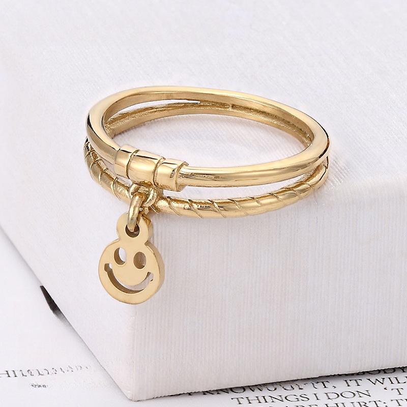Koreanischer Einfacher Smiley-Gesicht Mode Ring Ins Stil Persönlichkeit Vielseitiger Ring Damen Titanstahl Schmuck