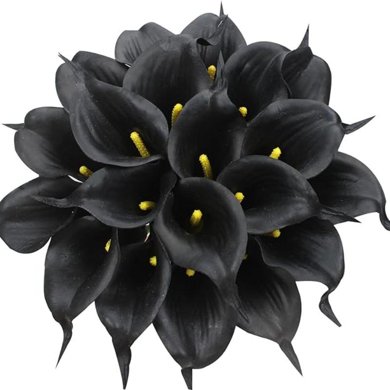 

10 шт. искусственные цветы каллы лилии Real Touch свадебные букеты для дома, офиса, свадебной вечеринки украшения чёрный