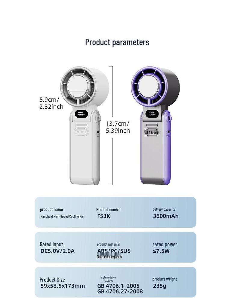 Portable Foldable Neck Fan with Digital Display & Stepless Speed