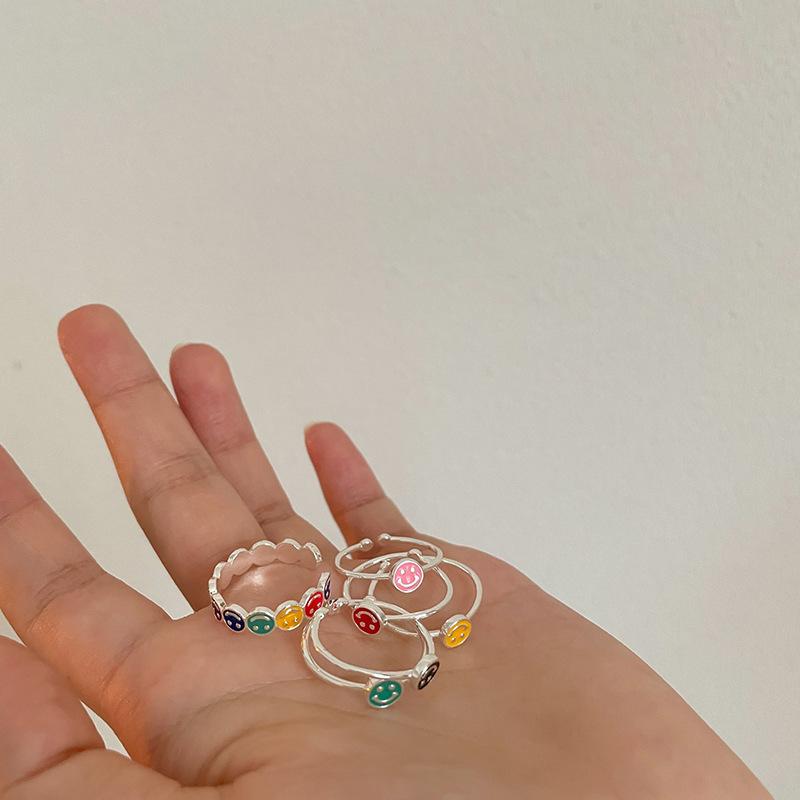 Rainbow Smiley Stylish Face Adjustable Ring For Women Perfect For Ins Inspired Fashion Lovers