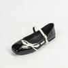 Fashion Spring  Autumn Sweet Wind Butterfly Knot Flat Heel Women's Shoes with Shallow Mouth One Button Strap Flat Bottom Single Shoes