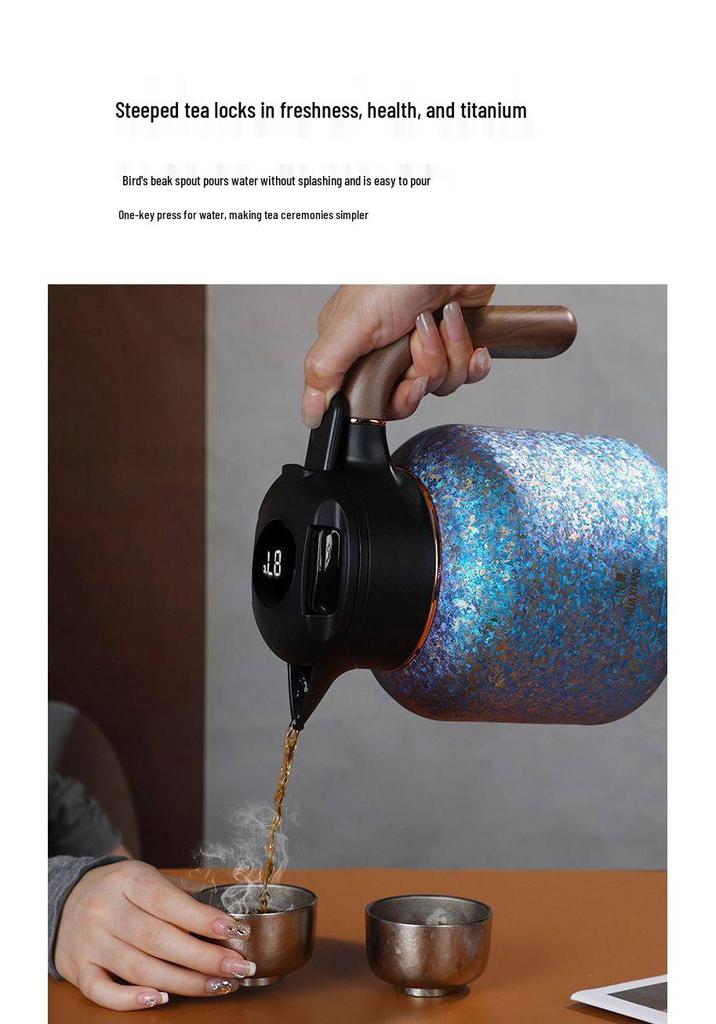 Huaxiang Smart Titanium Tea Pot with Temperature Display - Large Capacity, Insulated for Stewing and Brewing Tea.