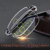 Portable Folding Square Reading Glasses for Women Men Vintage Outdoor Color Changing Hyperopia Eyewear Finished Bifocal Glasses