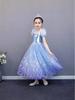 Girls' Frozen Elsa Princess Light-Up Dress with Puff Sleeves and Detachable Floor-Length Veil