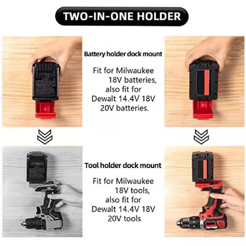 1/2PCS For Dewalt/Milwaukee 18V 20V Drill Tool and Battery Storage Bracket With Screws Wall-Mounted Storage Tool Holder