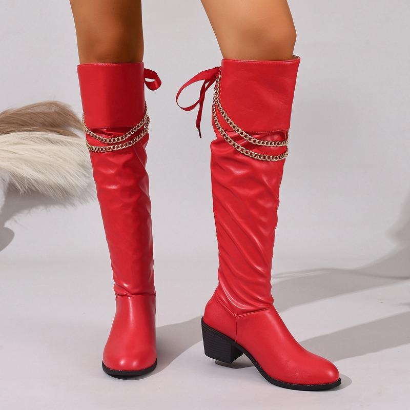 Tassel Long Thigh Boots Women No Knee Autumn Winter High Knight Boots Block Heel