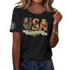 Women’s Short Sleeve Crew Neck T Shirt USA 250 Years of Floral Letter Print Casual Loose Fit Top for Everyday Wear