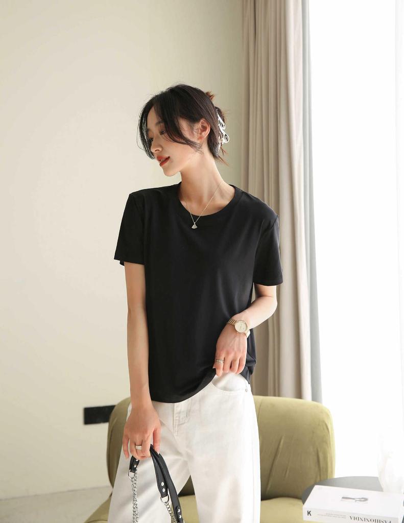 Damen Weißes V-Ausschnitt Kurzarm Sommer T-Shirt (2025), Lockere Passform, Unifarbe, Schlankes Unterhemd