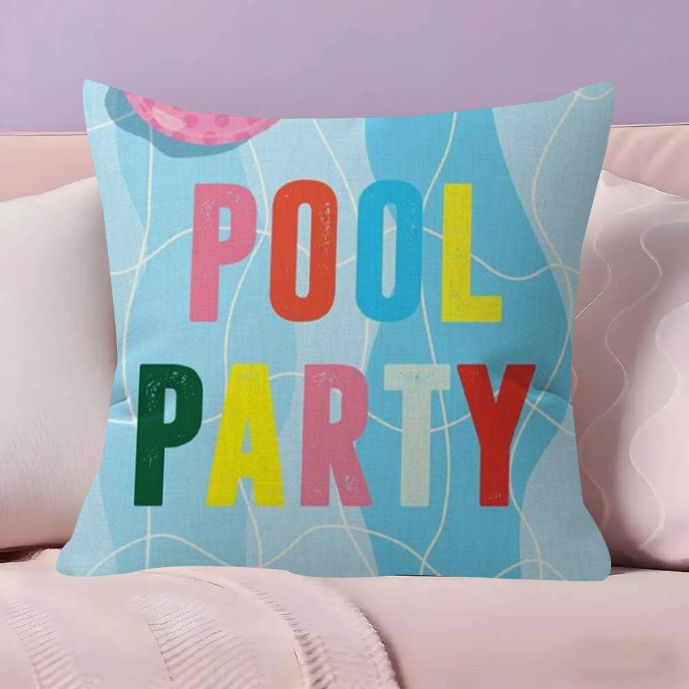 Summer Pool Party   Cushion Cover Pillowcase Upholstery Sofa Throw Pillow Home Decor Pillowcas