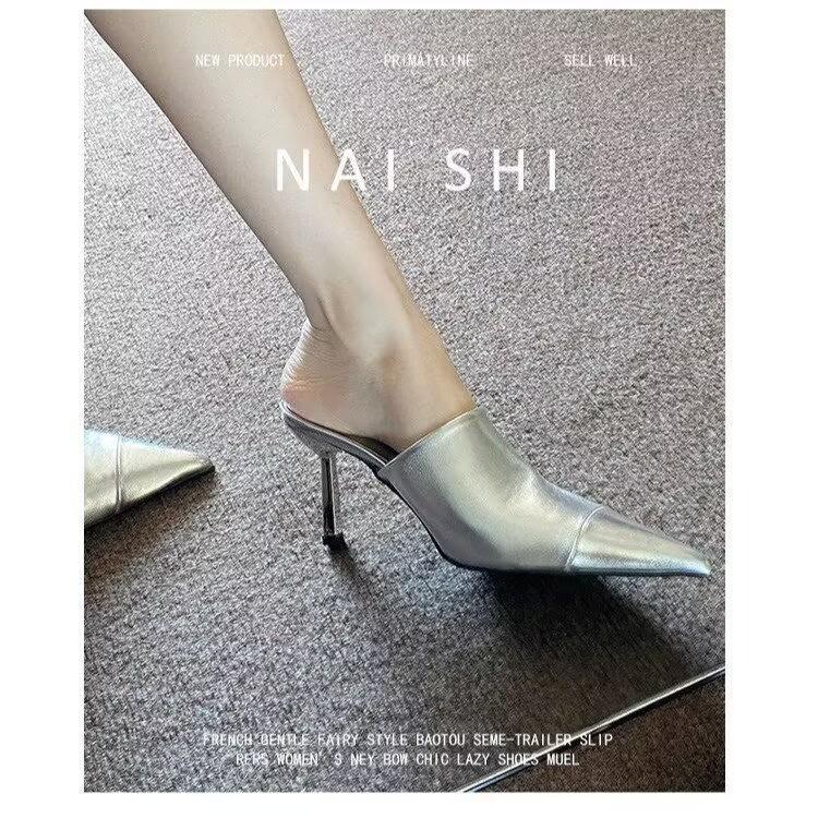 Sexy Genuine Leather Pointed-Toe Super High Heel Woman Slippers MIx Colors Stiletto Ladies Wedding Pumps Ladies Sapato Feminino