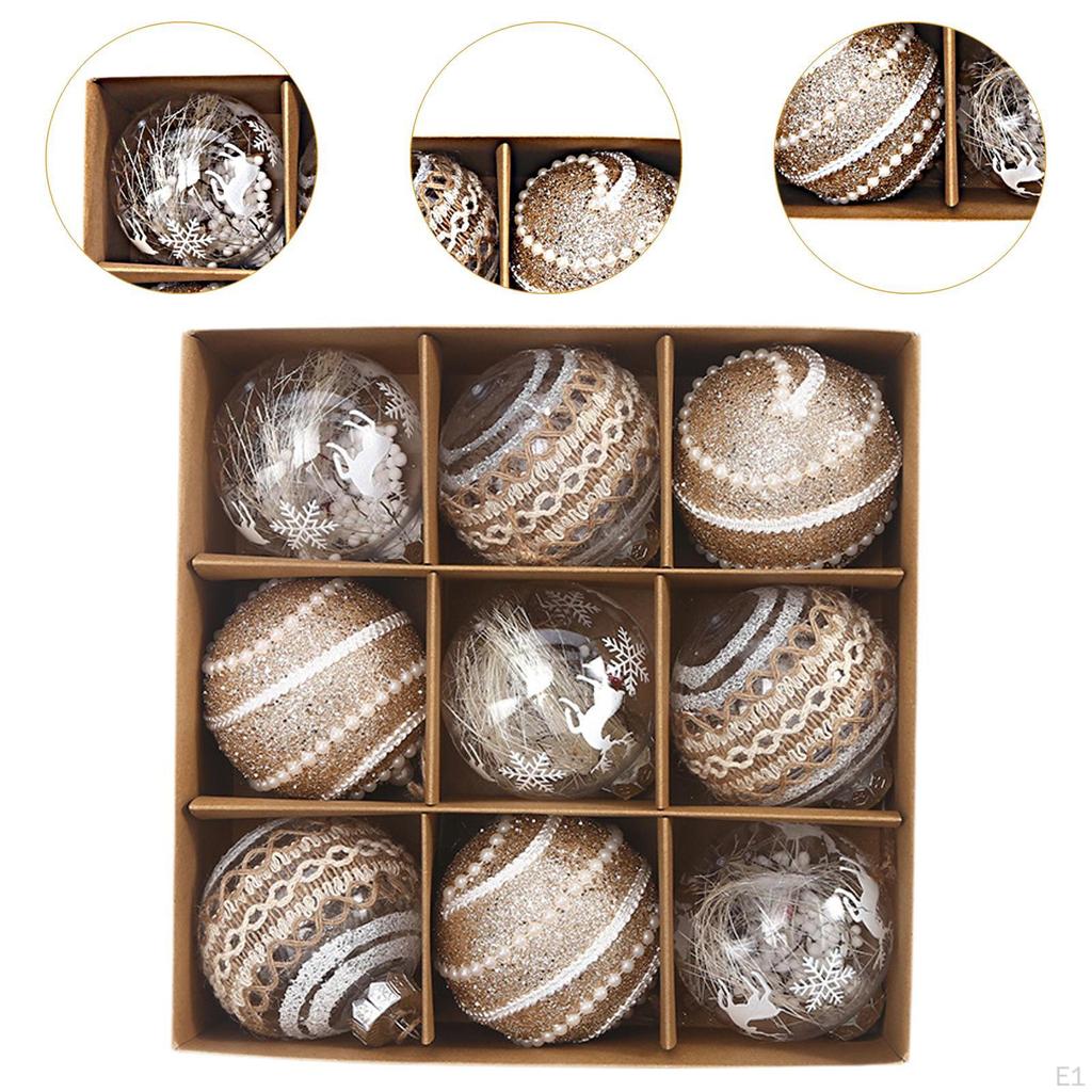 9buc Mingi de Crăciun Ornamente Decorat pentru agățat pentru brad 8cm Sărbători cu buclă
