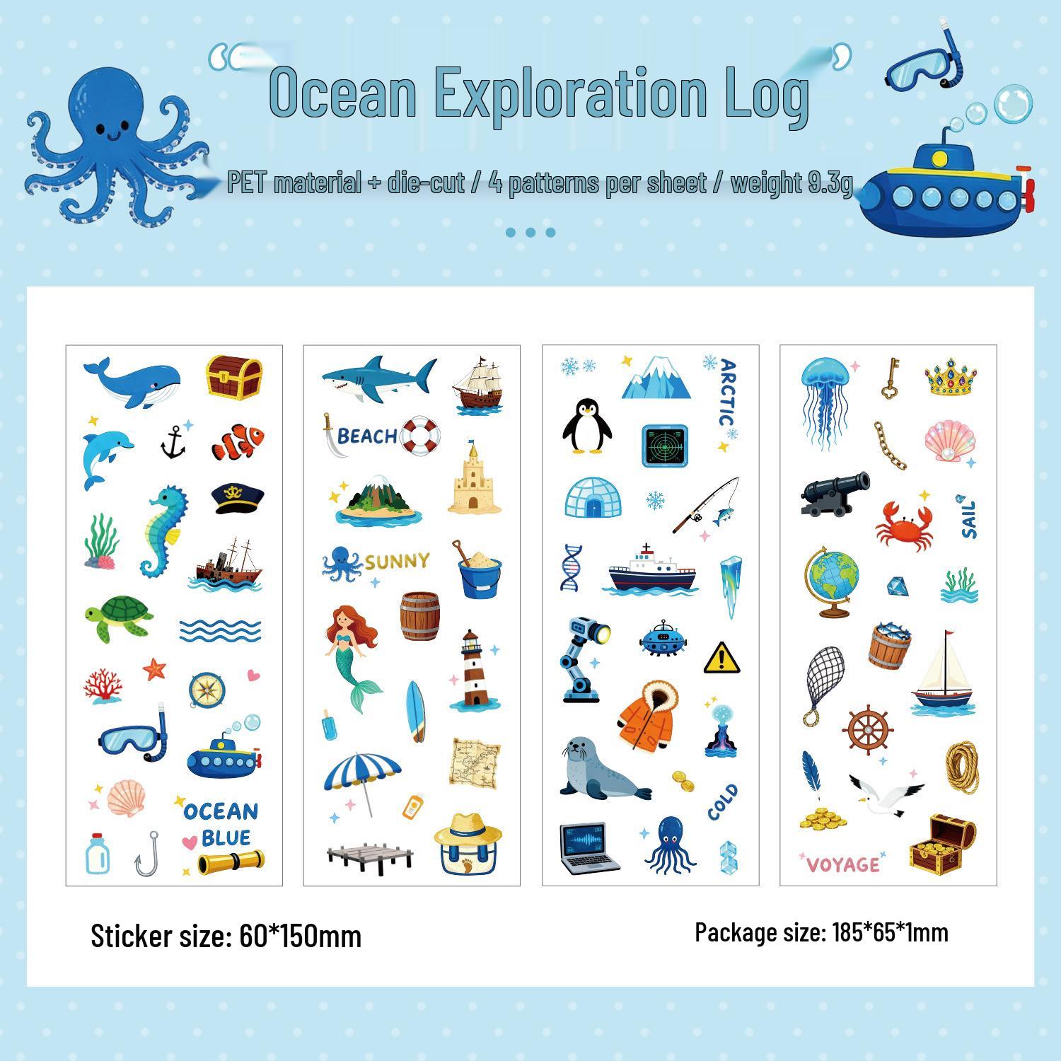 ZABC Border Exploration Hall Series Stickers - 6 Cute Styles for DIY Journal Decoration