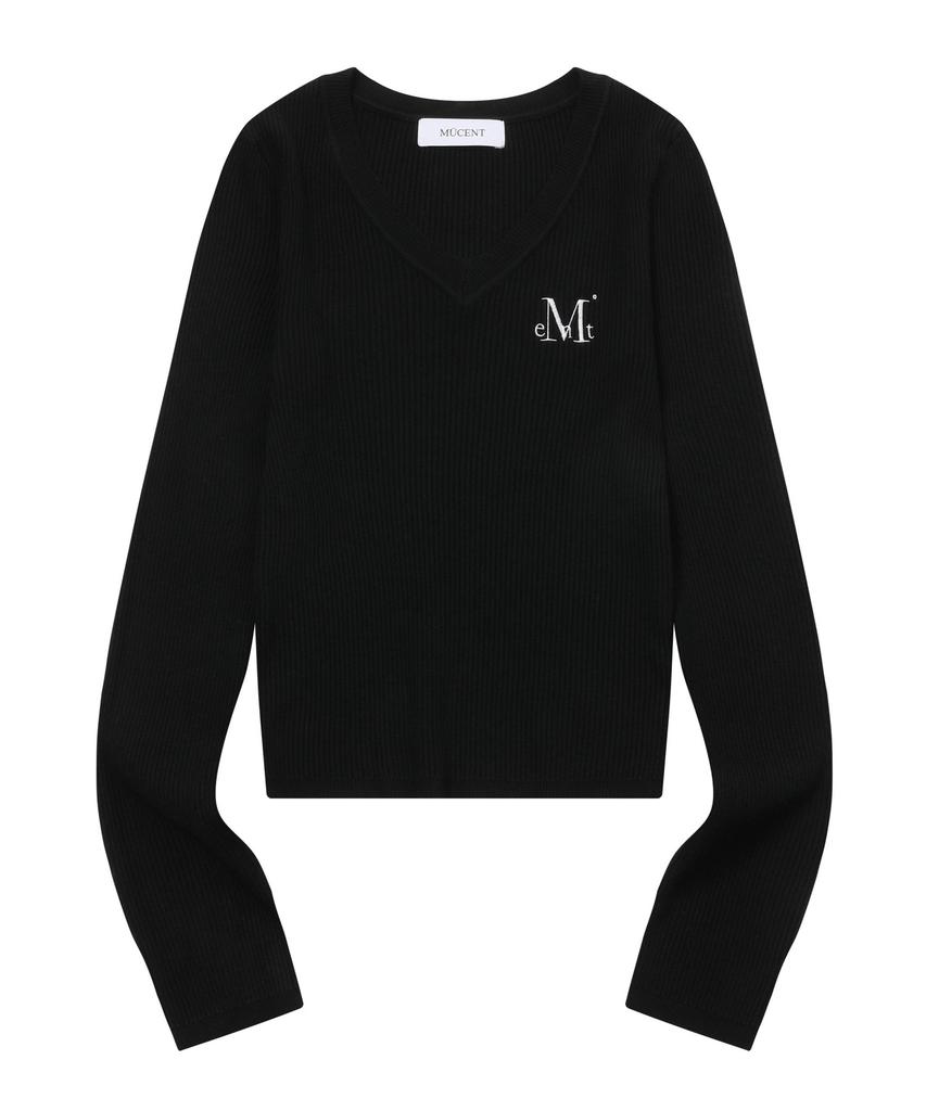 Mucent Gianni V-Neck Crop Ribbed Knit (5 Colors)