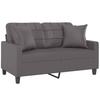 Vidaxl 2-Seater Sofa With Cushions, Gray, 120 Cm, Faux Leather