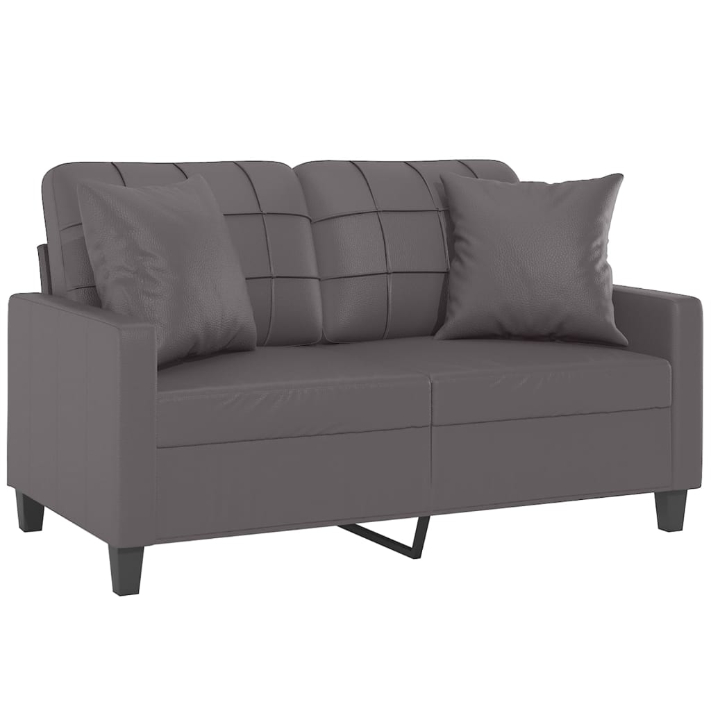 Vidaxl 2-Seater Sofa With Cushions, Gray, 120 Cm, Faux Leather