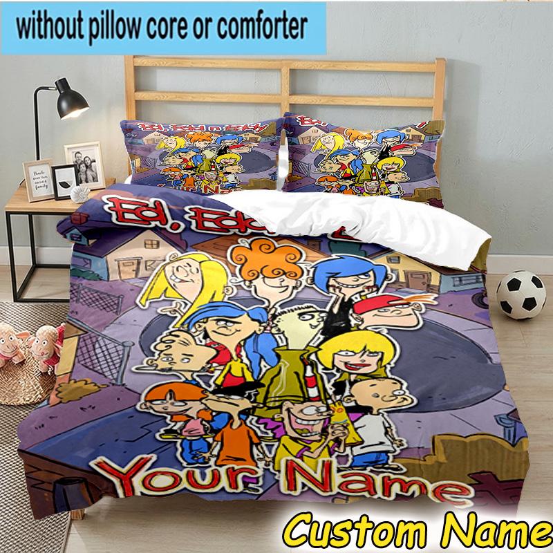 3pcs Custom Name Ed Eddy Mystery Bedding Set Includes 1 Duvet Cover & 2 Pillowcases for All Seasons Dormitory Home Decor Christmas gifts