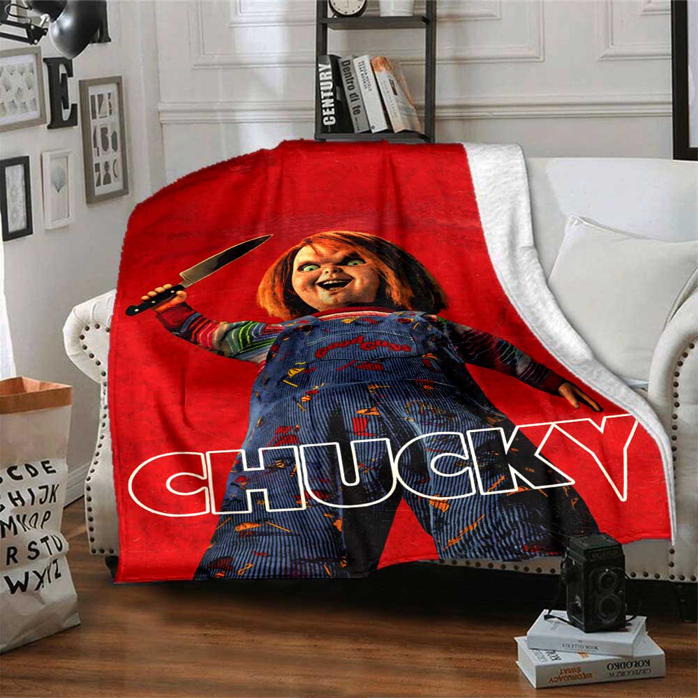 Horror Doll Scissors Blanket Soft Warm Cozy Throw For Picnics Sofa Couch Office Bed Picnics Playful Design Best Holiday Gift for Friends Y9