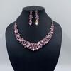 LY-WC0063 Bridal Luxury Crystal Necklace Earrings for Wedding Handmade Diamond Lady Rhinestone Fashion