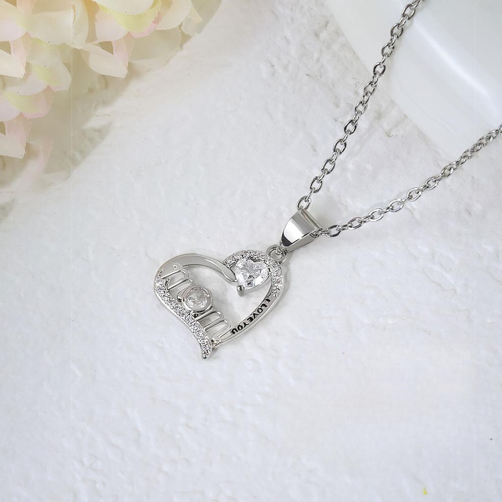 Süßwasserhalskette Zirkon einfach Liebesherzförmig Mutter Schlüsselbeinkette leichter Luxus Mode