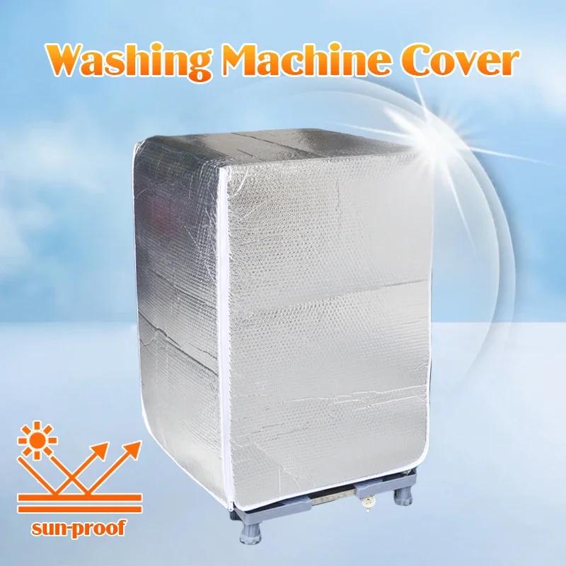 Washing Machine Cover Tin Foil Double-Layer Waterproof Dustproof Sun Protection Dryer Cover Durable Household Protective Cover