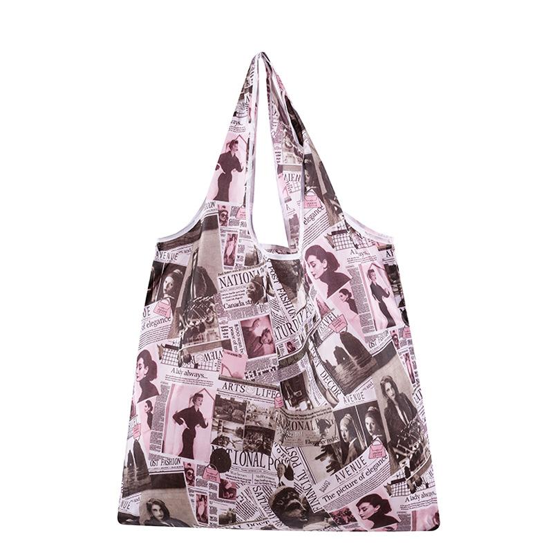 Reusable Shopping Bags Women Foldable Tote Bag Portable Cloth Eco Grocery Bag Folding Large Capacity Fruit Vegetable Handbags