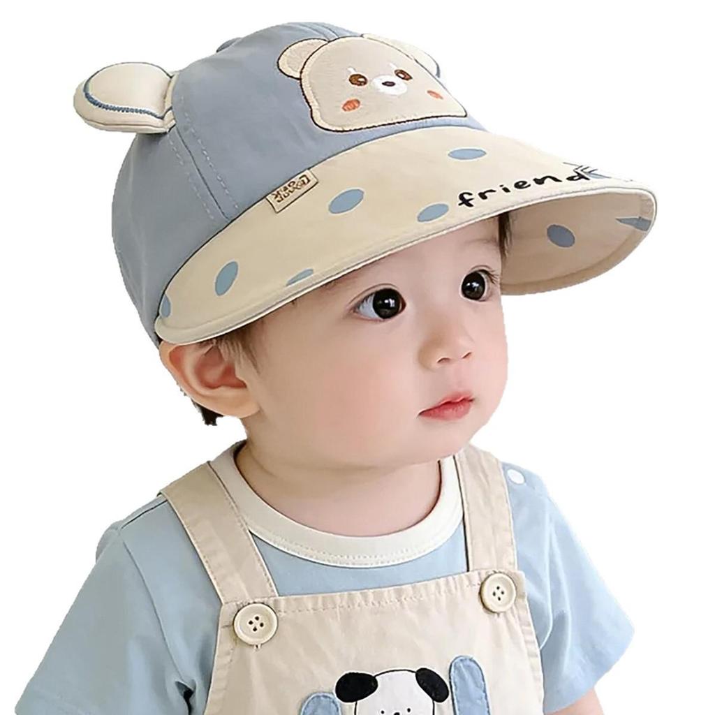 Children's Sun Protection Duckbill Cap - Thin Style with Cute Bear Design for Boys and Girls