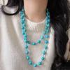 Vintage High Quality Atmosphere Artificial Turquoise Design Collarbone Chain Necklace Sweater Chain