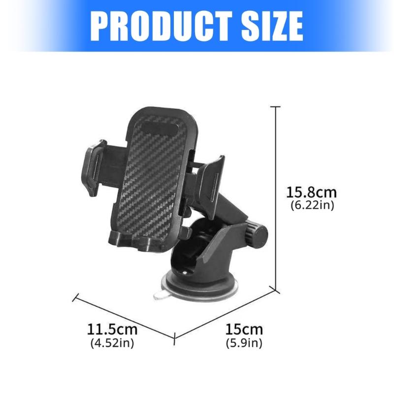 Car Phone Holder Dashboard Mounted Cellphone Stand Retractable 360 Degree Rotating Holder Suction Cup Automotive Cradles