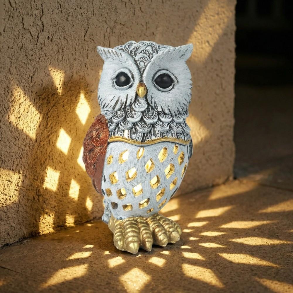 Automatic Light Sensor Owl Resin Light Solar Powered Garden Decoration Lights  Courtyard