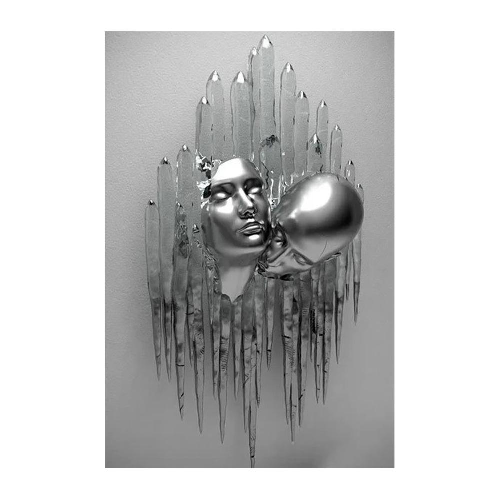 Metal Figure Statue Art Poster High Definition Printing Canvas Painting Prints Couple Sculpture Living Room Home Decor Picture
