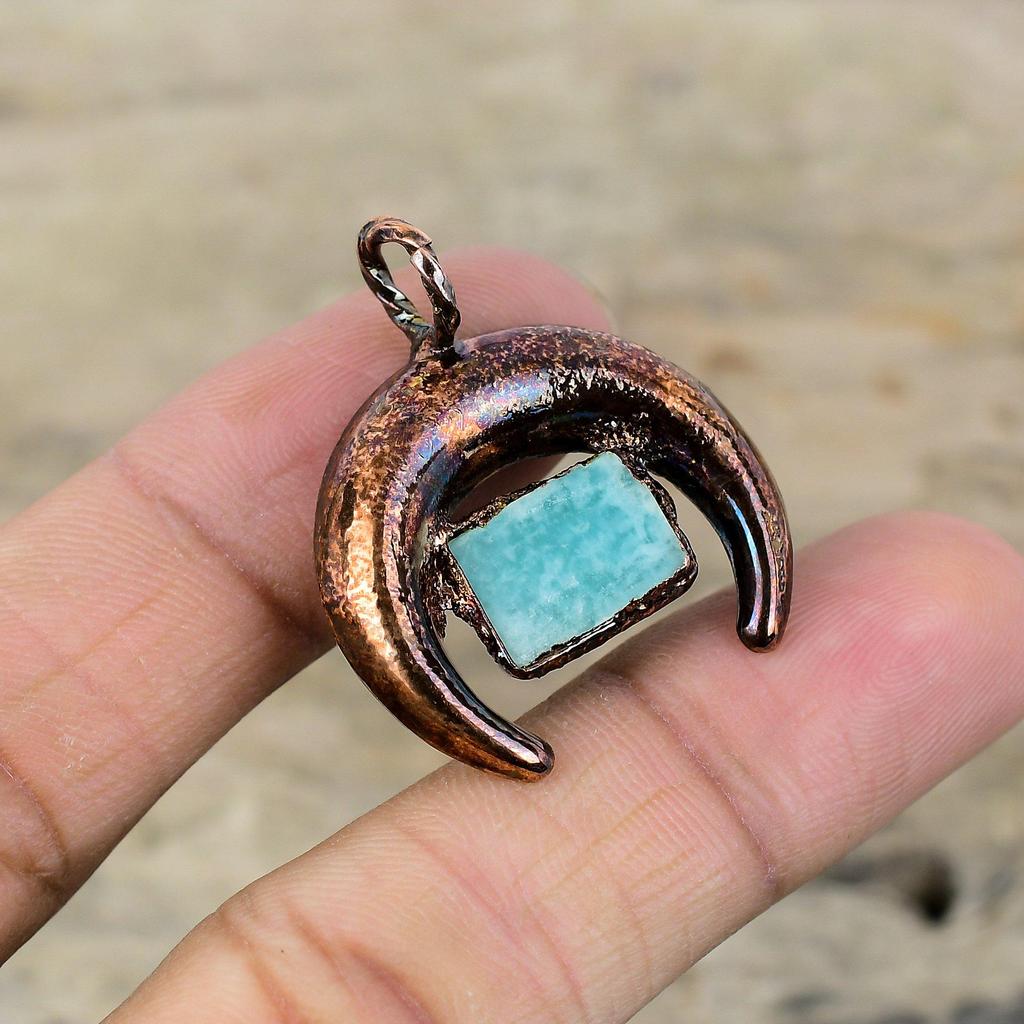 Amazonit Anhänger Elektrogeformter Kupfer Anhänger Neuestes Design Anhänger Elektrogeformter Schmuck Handgemacht zierlicher Edelstein Anhänger Jahrestag Geschenk