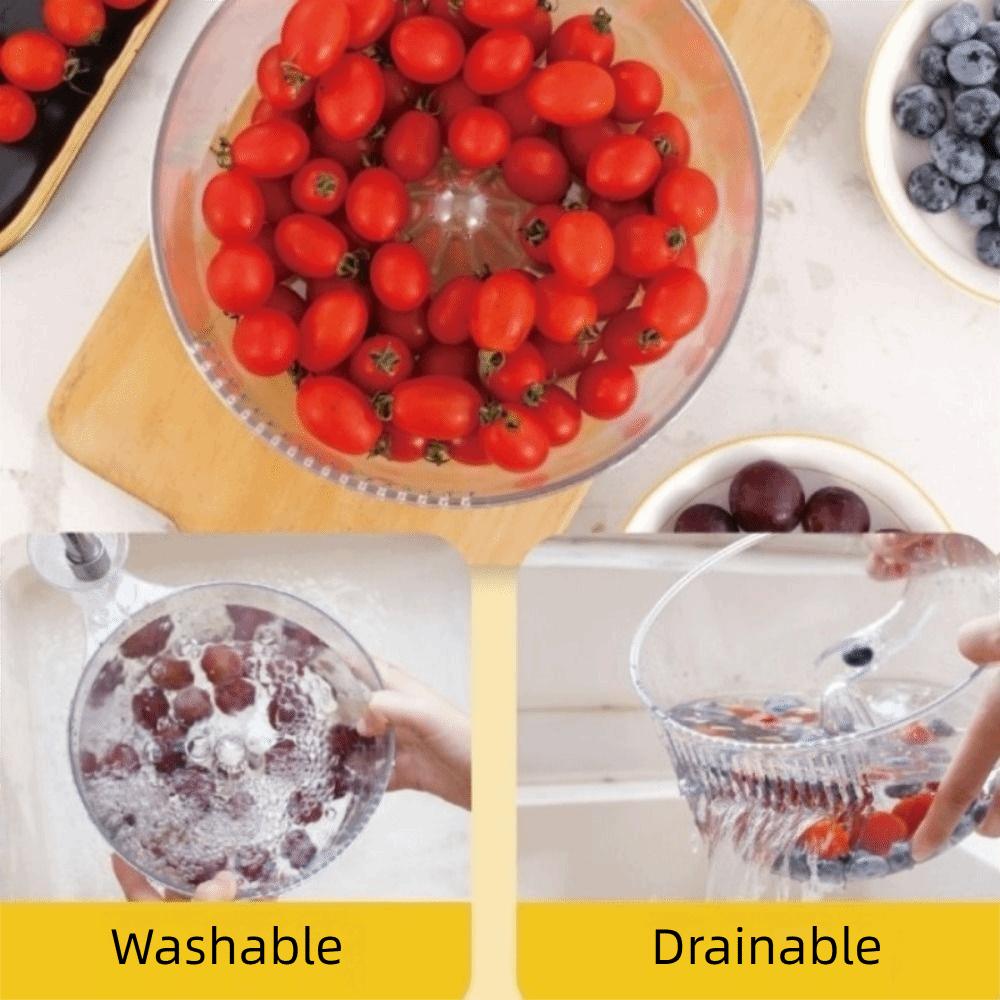 Plast Automatisk Tvättskål Transparent Grönsaks-sköljare Behållare Frukt-svarvare Utomhus