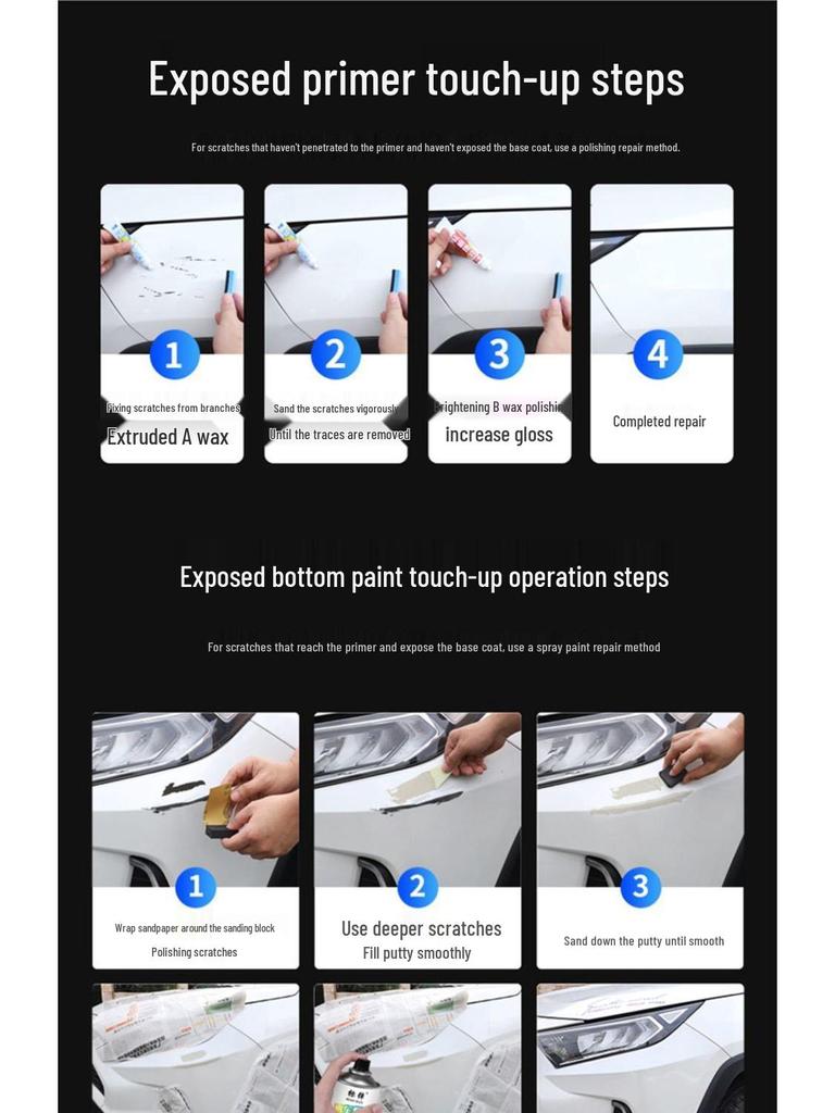 Auto Self-Spraying Paint Pen - Scratch Repair & Rustproof - Pearl White/Black