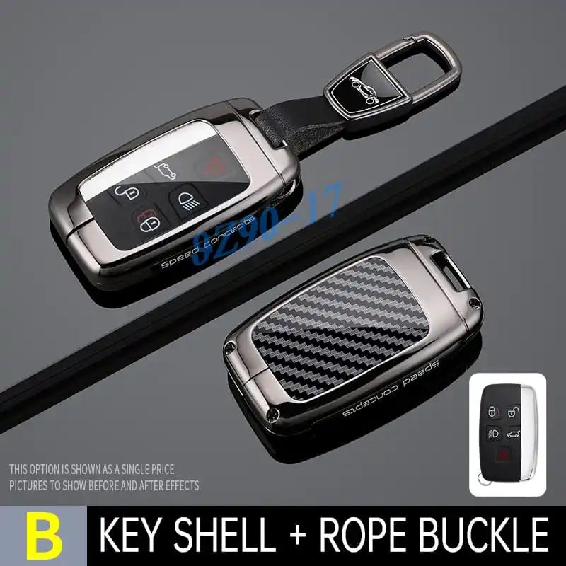 Metal Carbon Fiber Car Key Fob Case Cover Keychain For Land Range Rover Sport Evoque Velar Discovery 4 Lr4 Jaguar Xe Xf Xj