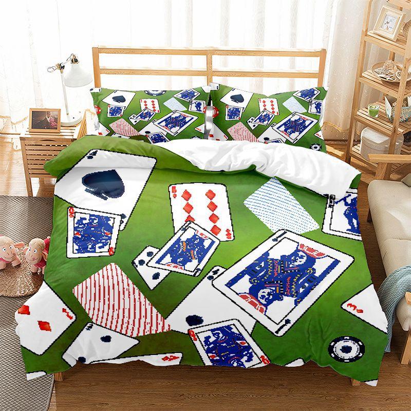 Playing Card Duvet Cover King Queen Size for Boys Girls Kids Couple Lover Bedding Set Microfiber Comforter Cover With Pillowcase